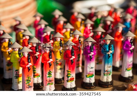 Vietnam's traditional souvenirs are sold in shop at Hanoi's Old Quarter ( Pho Co Hanoi), Vietnam