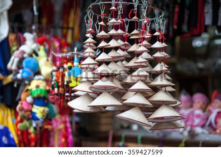 Vietnam's traditional souvenirs are sold in shop at Hanoi's Old Quarter ( Pho Co Hanoi), Vietnam