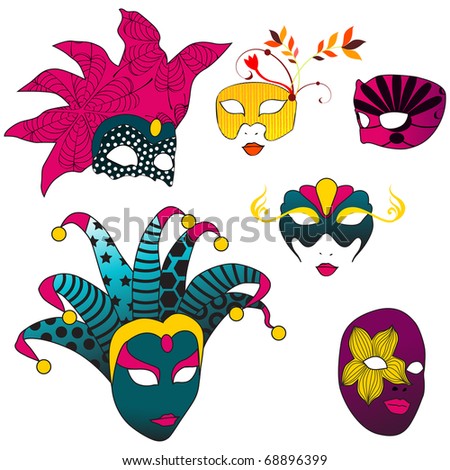 Vector Set Beautiful Carnival Masks Stock Vector 68622712 - Shutterstock