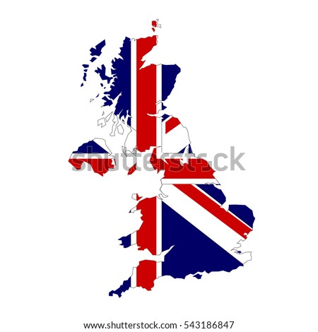 United Kingdom Map Flag White Background Stock Vector 543186847 