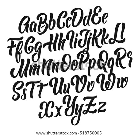 stock vector handwritten lettering vector font aphabet 518750005