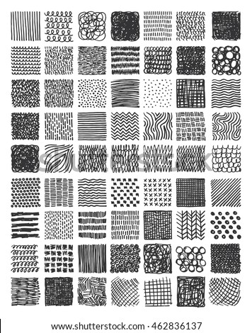 Collection Hand Drawn Textures Vector Illustration Stock Vector ...