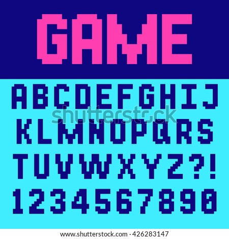 alphabet free numbers and download games Stock Retro Font Vector Computer Game Video Pixel