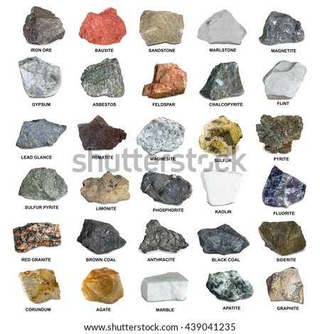 Various Raw Rocks Names Isolated On Stock Photo 483433780 - Shutterstock