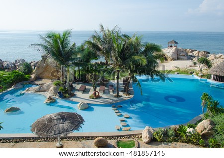 BINH THUAN, VIETNAM - JUNE 07, 2016: Beautiful tropical resort at Tien Thanh Beach, Ke Ga Bay, Binh Thuan, Vietnam. Tien Thanh and Ke Ga are some of new destinations in Vietnam.