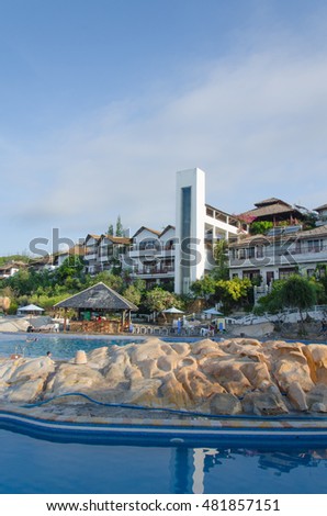 BINH THUAN, VIETNAM - JUNE 07, 2016: Beautiful tropical resort at Tien Thanh Beach, Ke Ga Bay, Binh Thuan, Vietnam. Tien Thanh and Ke Ga are some of new destinations in Vietnam.