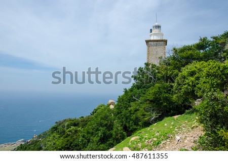 Mui Dinh lighthouse with beautiful view to sea, it is located on a hill of Ca Na, Ninh Thuan, Vietnam.