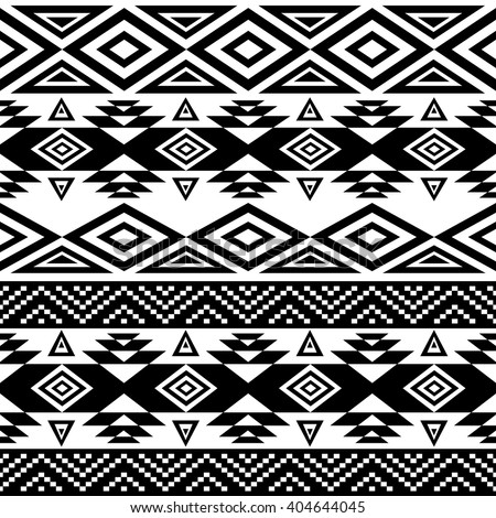 Ethnic Seamless Pattern Aztec Blackwhite Background Stock Vector ...