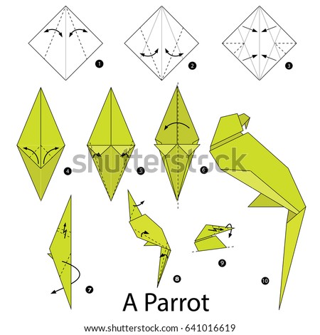 origami parrot diagram | Tutorial Origami Handmade