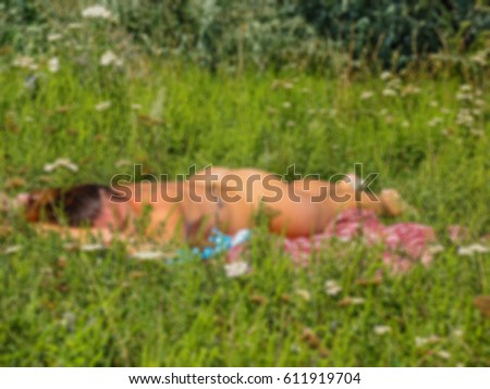 Beautiful Naked Girl Sunbathing On Beach Stock Photo (Edit 