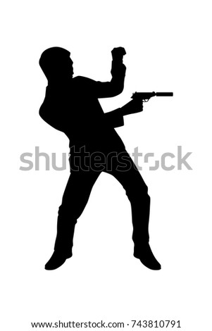 Silhouette Man Shooting Gun Stock Vector 1264798 - Shutterstock