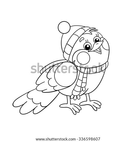 Coloring Page Outline Of A Funny Bird In Winter