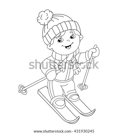 coloring page outline of cartoon boy riding on skis winter sports coloring book for - Sports Coloring Book coloring page outline of cartoon boy riding on skis winter sports coloring book for - Sports Coloring Book