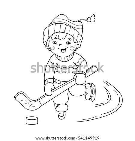 coloring page outline of cartoon boy playing hockey winter sports coloring book for kids - Sports Coloring Book coloring page outline of cartoon boy playing hockey winter sports coloring book for kids - Sports Coloring Book