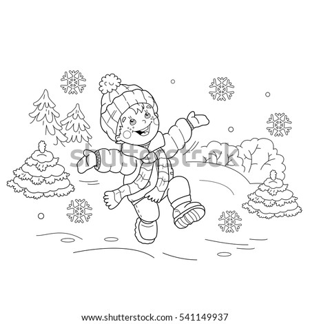 Download Coloring Page Outline Cartoon Boy Jumping Stock Vector 541149937 - Shutterstock