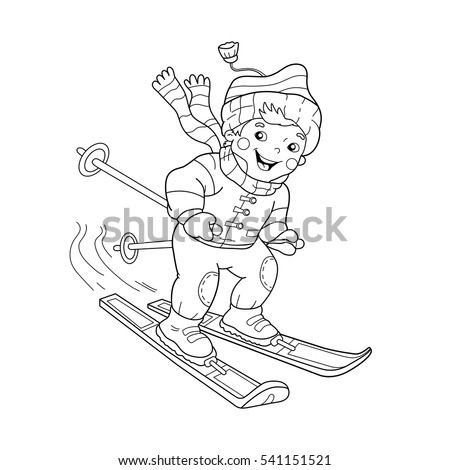 coloring page outline of cartoon boy riding on skis winter sports coloring book for - Sports Coloring Book coloring page outline of cartoon boy riding on skis winter sports coloring book for - Sports Coloring Book