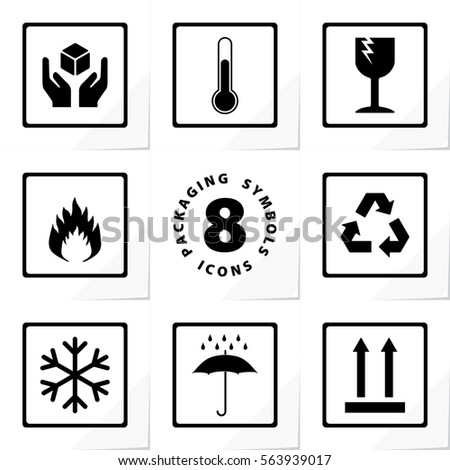 Packaging Symbols Handle Care Storage Temperature Stock Vector ...