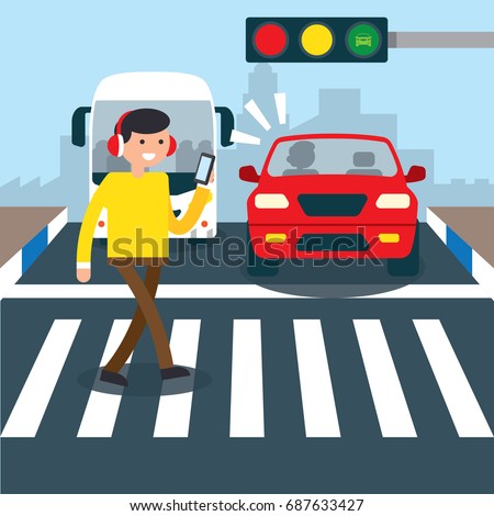 Road Safety Campaign Illustration Man Carelessly Stock ...