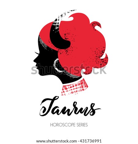 Taurus Zodiac Sign Beautiful Girl Silhouette Stock Vector 