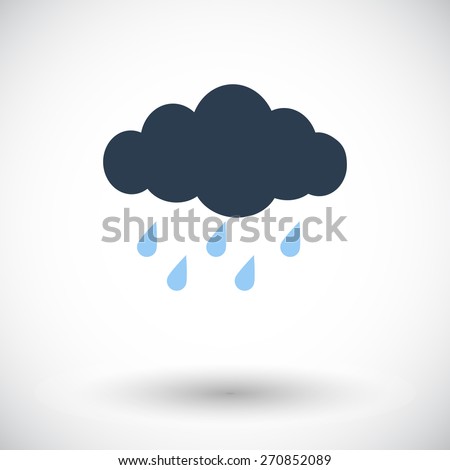 Rain. Single flat icon on white background. Vector illustration.