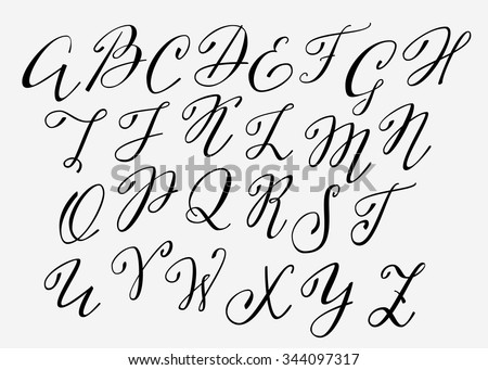Handwritten Calligraphy Flourish Font Capital Letters Stock Vector ...