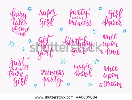 Lettering Typography Fairy Tale Girl Overlay Stock Vector 