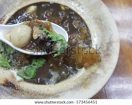 Close-up,Braised Fish Maw with sauce for healthy served on pot