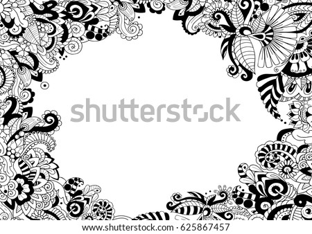 Adult Coloring Book Style Frame Border Stock Vector 625867457 ...