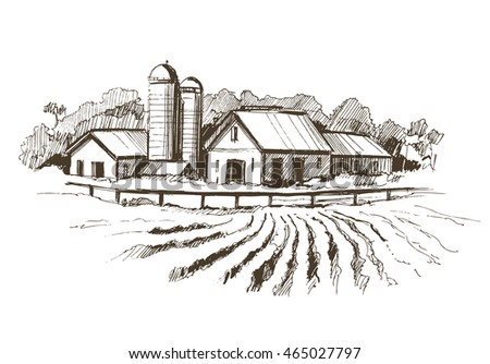 Countryside Sketch Vector Illustration Stock Vector 465027797 ...