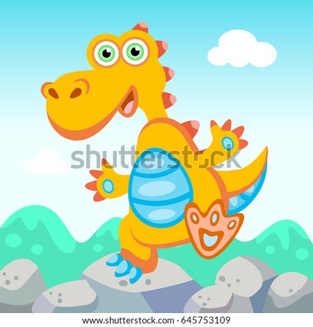 stock vector funny cartoon cute dinosaur 645753109