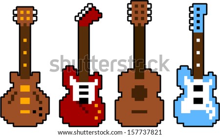 Vector Pixel Guitar Set 1 Separate Stock Vector 157737821 - Shutterstock