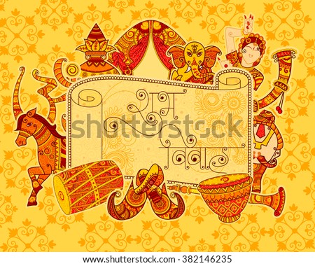 Vector design of Indian art style Subh Vivah (Happy Wedding) message