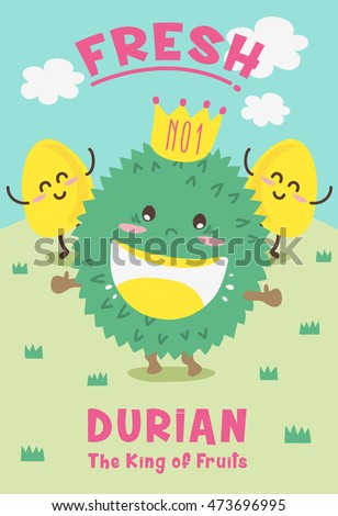 Cute Durian Cartoon/ Mascot Vector Design