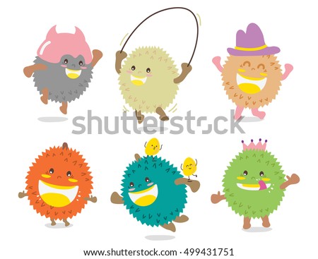 Set of Cute Durian Vector / Mascot Vector Design