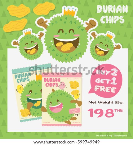 Cute Durian Fruit Product & Packaging Design Vector/ Mascot Vector Design