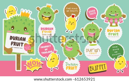 Cute Durian Vector 5 / Cute Durian Vector Packaging Design labels / Mascot Vector Design
