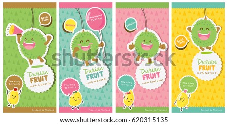 Cute Durian Vector 9 / Durian Tag labels