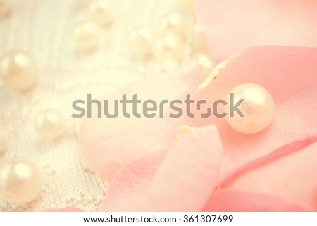 Beautiful pink rose petals with pearls