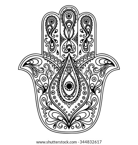 Vector Hamsa Hand Drawn Symbol Stock Vector 344832617 - Shutterstock