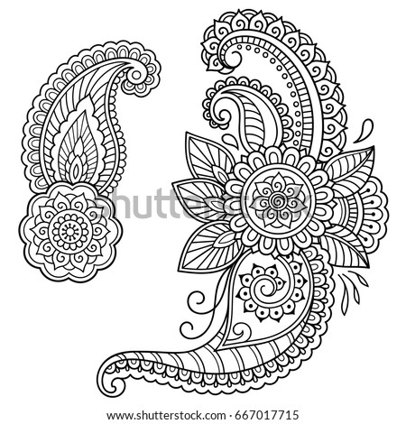 Henna Tattoo Flower Template Mehndi Style Stock Vector 655308496 ...