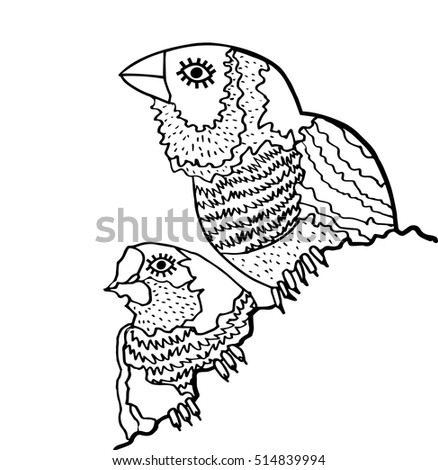 Kids Stylized Bird Abstract Birdhand Drawn Illustrationabstract Toucan