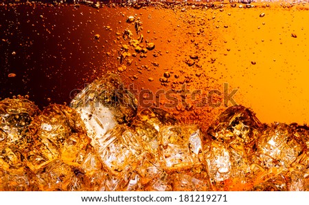 Cola with Ice. Food background - stock photo