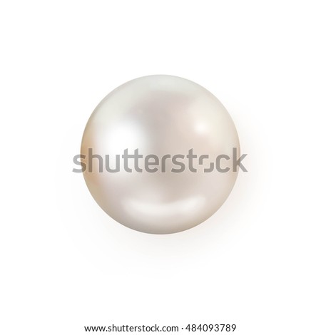 Single white pearl isolated on white background