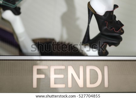 ROME, ITALY - 17 OCTOBER 2016: Fendi shop window on Via del Corso, main shopping street in Rome, Italy