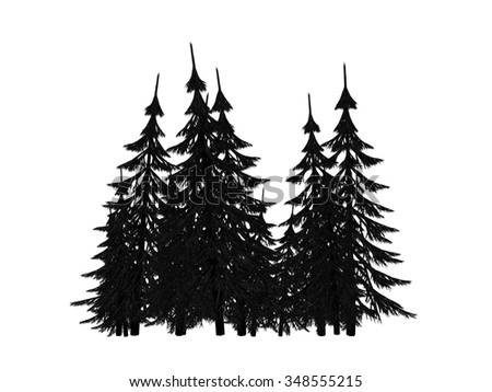 Black White Vector Illustration Pine Trees Stock Vector 132107429 ...