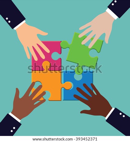 Hands Puzzle Unity Conceptual Stock Vector 136751384 - Shutterstock