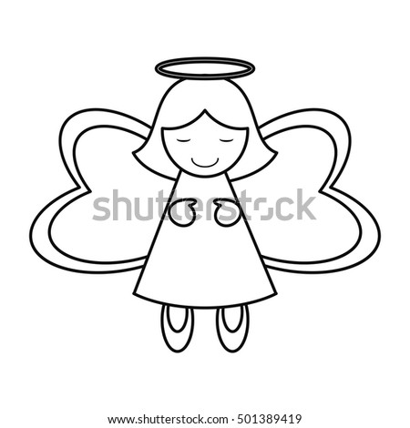 Cute Little Baby Angel On Clouds Stock Vector 55671361 - Shutterstock