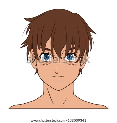 Portrait Face Manga Anime Boy Blue Stock Vector 554147293 