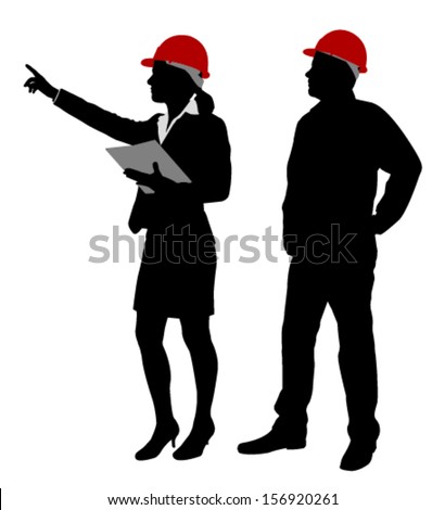 engineer and foreman working together silhouettes