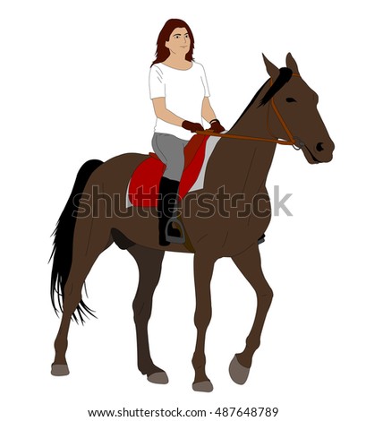 Cartoon Illustration Girl Riding Her Horse Stock Vector 24404020 ...